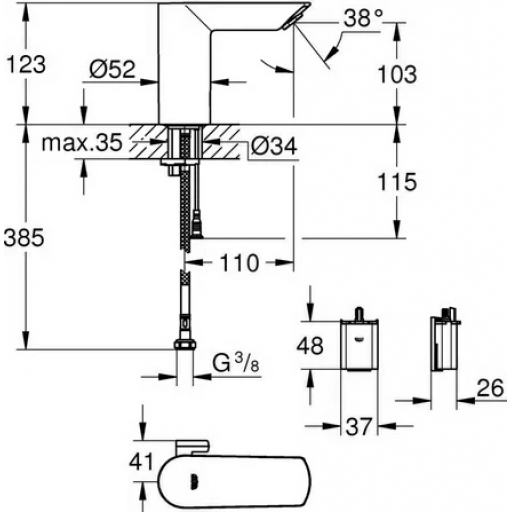 Смеситель для раковины GROHE Bau Cosmopolitan E 36451000 сенсорный хром